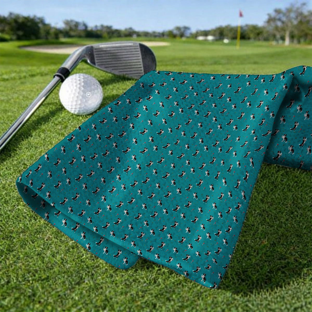 Border Collie Golf Towel, Border Collie Pattern Golf Towels For Golfer, Funny Golf Gift For Dog Lover