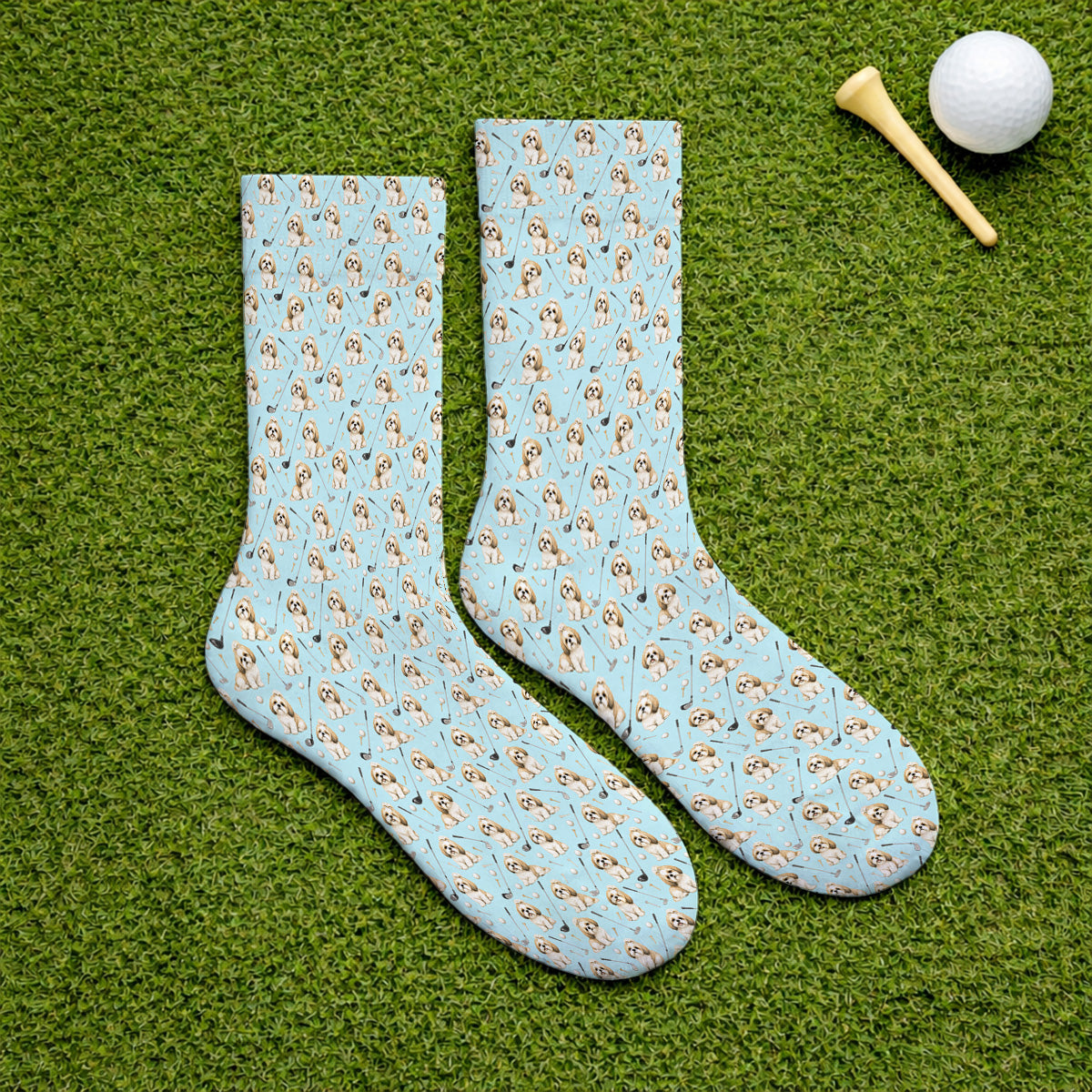 Shih Tzu Golf Socks, Cute Shih Tzu Pattern Golf Sock, Crazy Golf Gift For Golfer