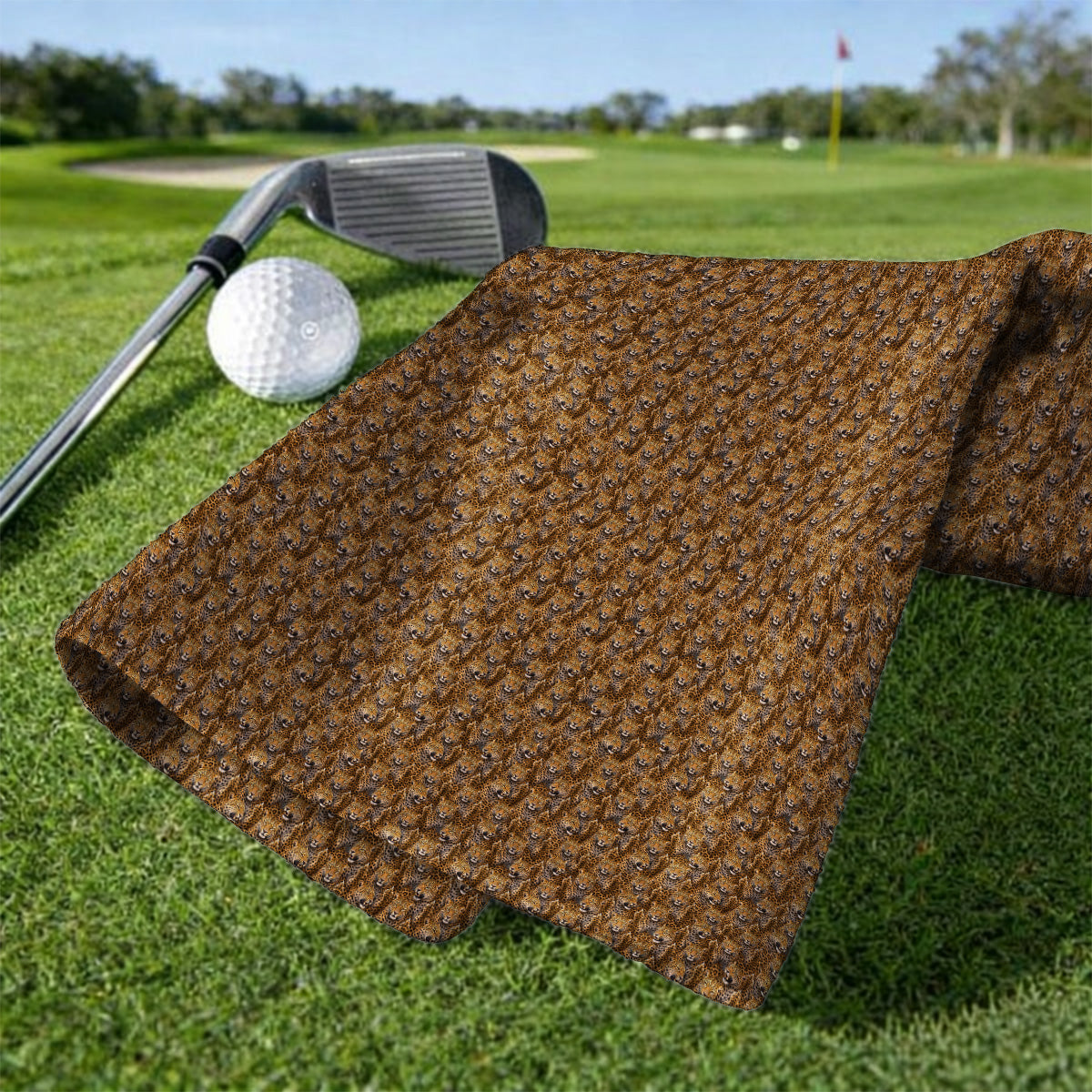 Funny Leopard Golf Towels, Bold Leopard Pattern Golf Towel, Wild Safari Gift For Golf Lovers