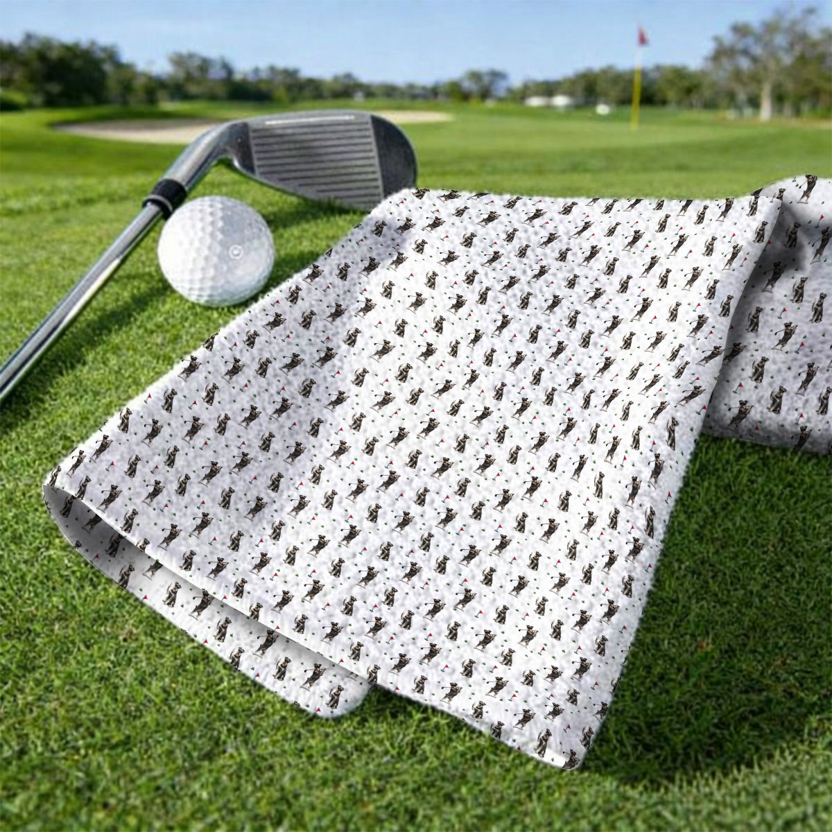Miniature Schnauzer Golf Towels, Funny Schnauzer Pattern Golf Towel, Dog Lover Gift For Golfers