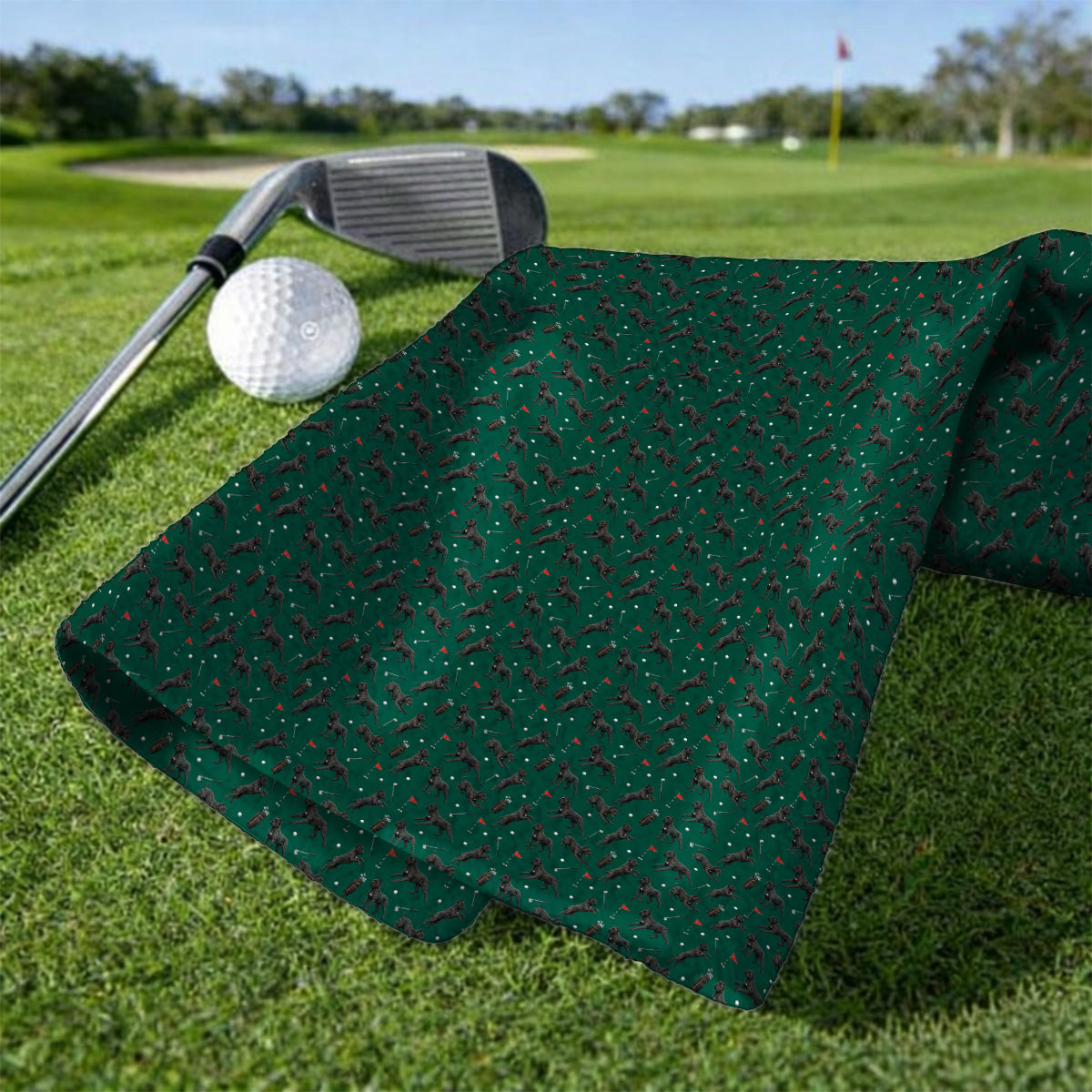 Crazy Cane Corso Pattern Golf Towel, Black Cane Corso Golf Towels for Dog Lovers, Golf Gift for Golfers