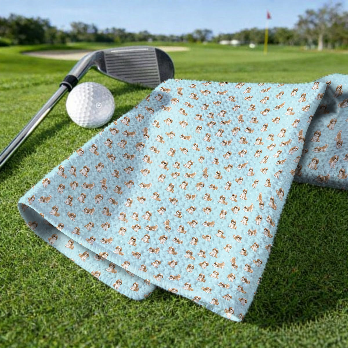 Funny Shih Tzu Golf Towels, Cute Shih Tzu Pattern Golf Towel, Golf Gift For Golfer