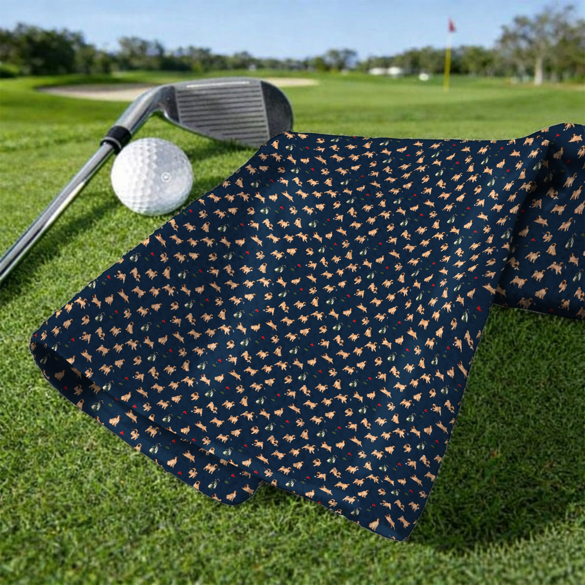 For Dog Lovers Crazy Pug Golf Towels, Pug Pattern Golf Towel, Golf Gift For Golfers