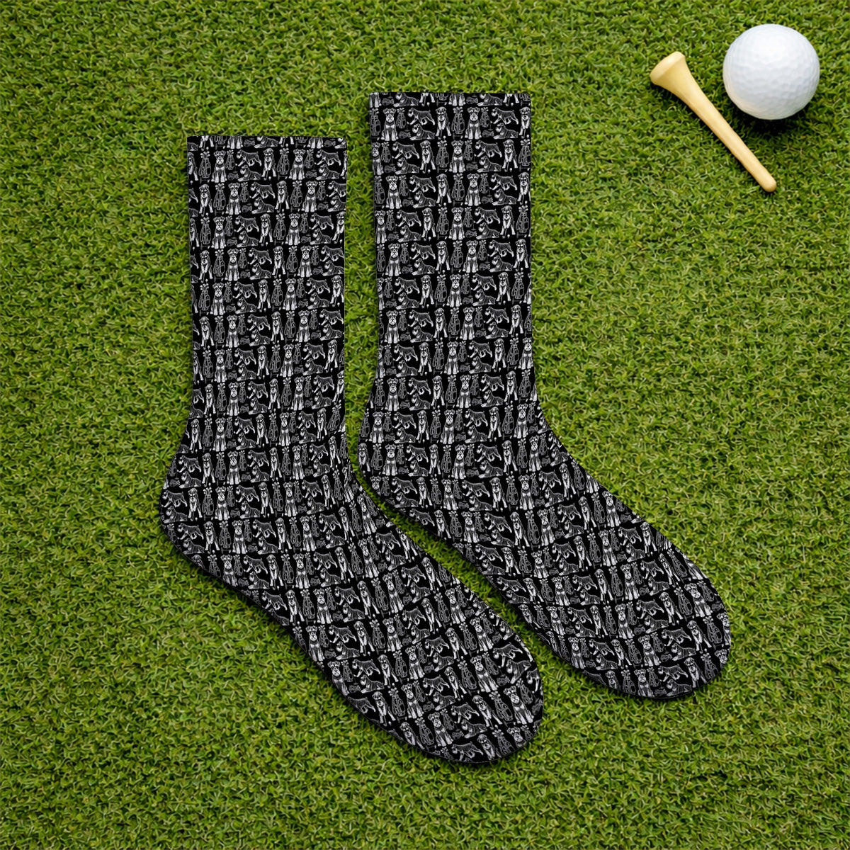 Miniature Schnauzer Golf Sock, Retro Schnauzer Golf Socks, Crazy Golf Gift For Golfer