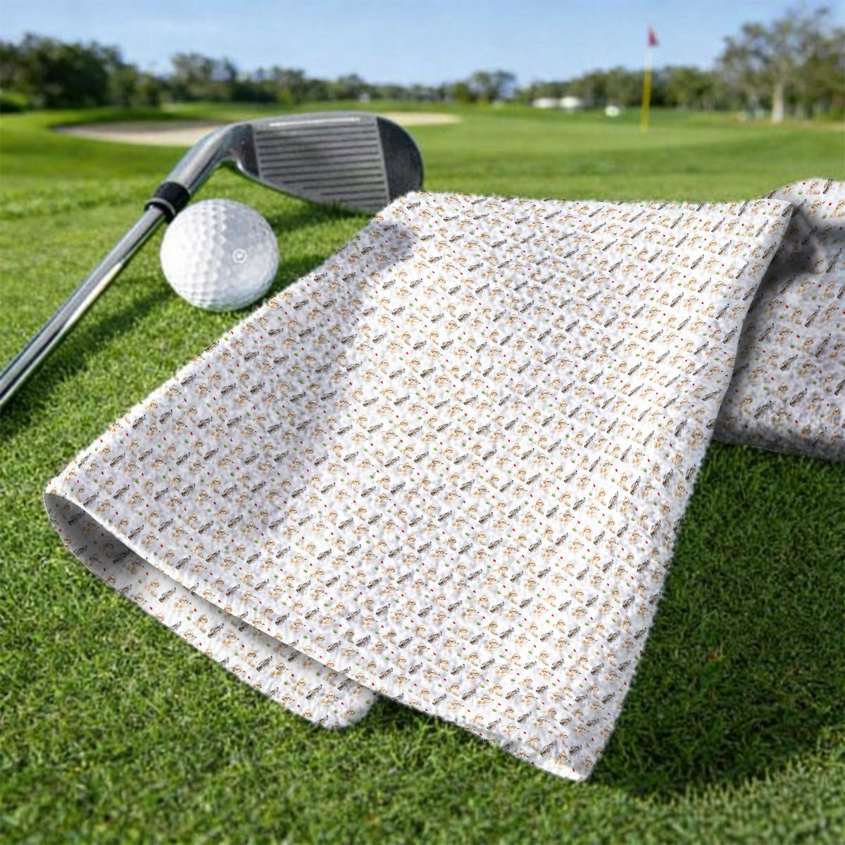 Crazy Shih Tzu Golf Towel, Cute Shih Tzu Pattern Golf Towels, Golf Gift For Golfer