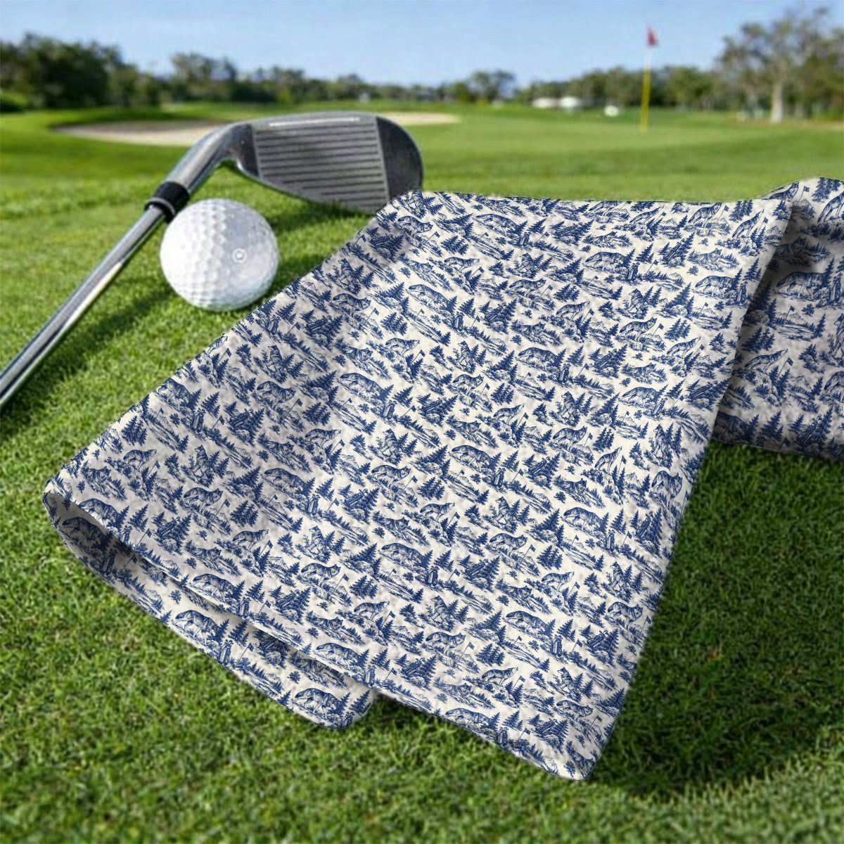 Vintage Wolf Golf Towels, Wilderness Wolf Pattern Golf Towel, Nature Inspired Golf Gift for Golfers