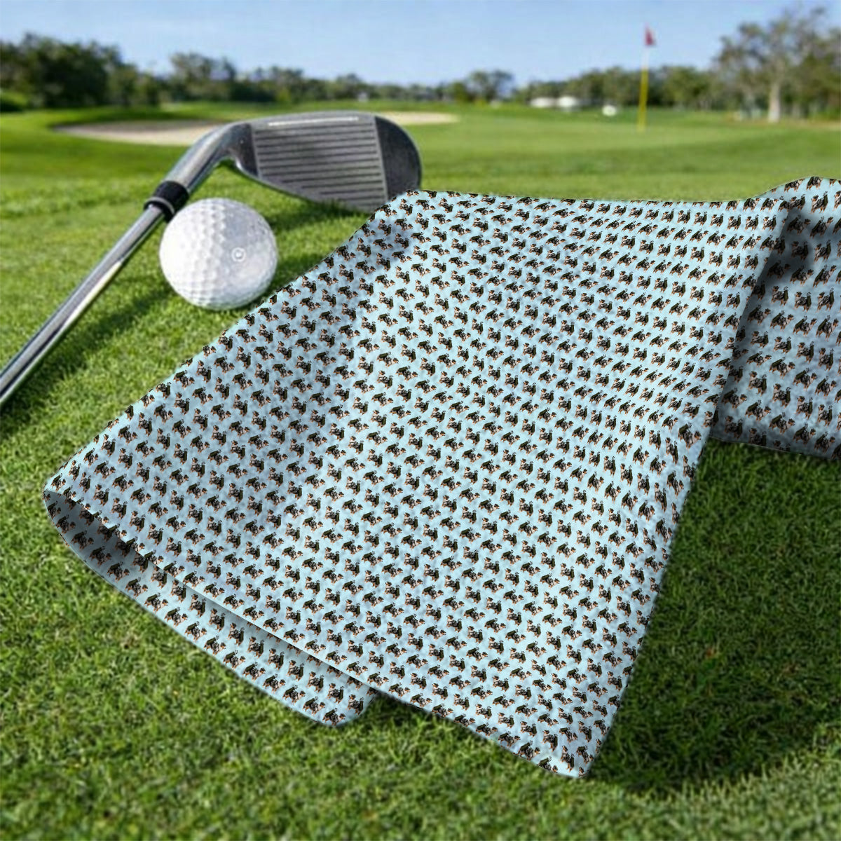 Funny Australian Shepherd Iris Golf Towel, Blue Merle Aussie Pattern Golf Towels, Golf Gift For Golfer