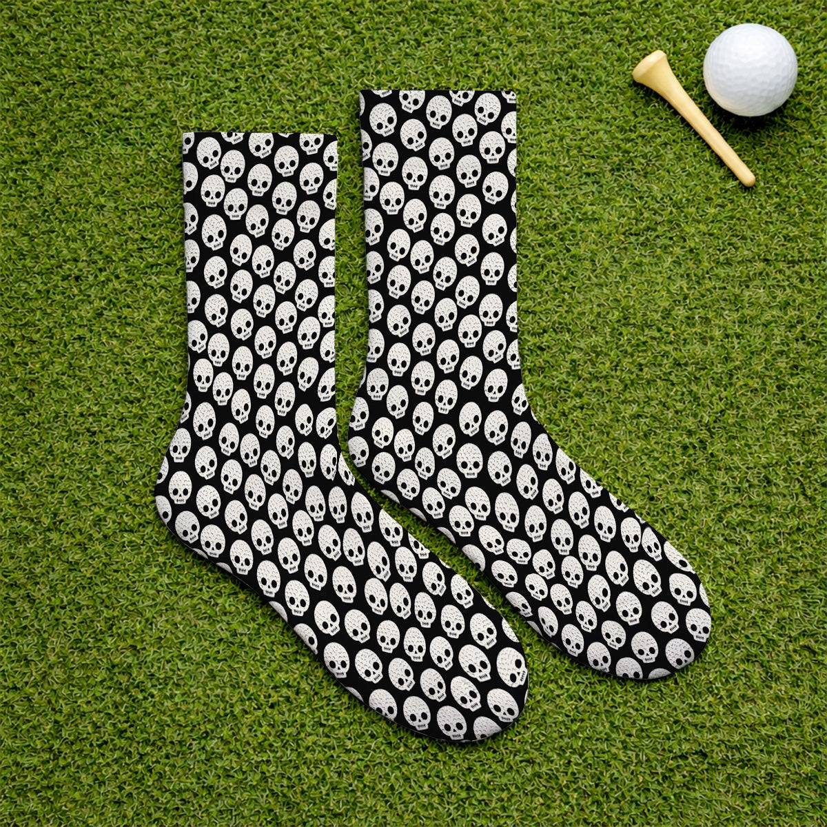 Crazy Skeleton Golf Socks, Skeleton Pattern Golf Sock, Golf Gift For Golfer