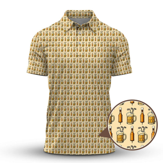 Beer Golf Shirt For Golfer, Pattern Golf Shirt, Funny Golf Shirt For Men, Crazy Golf Shirt