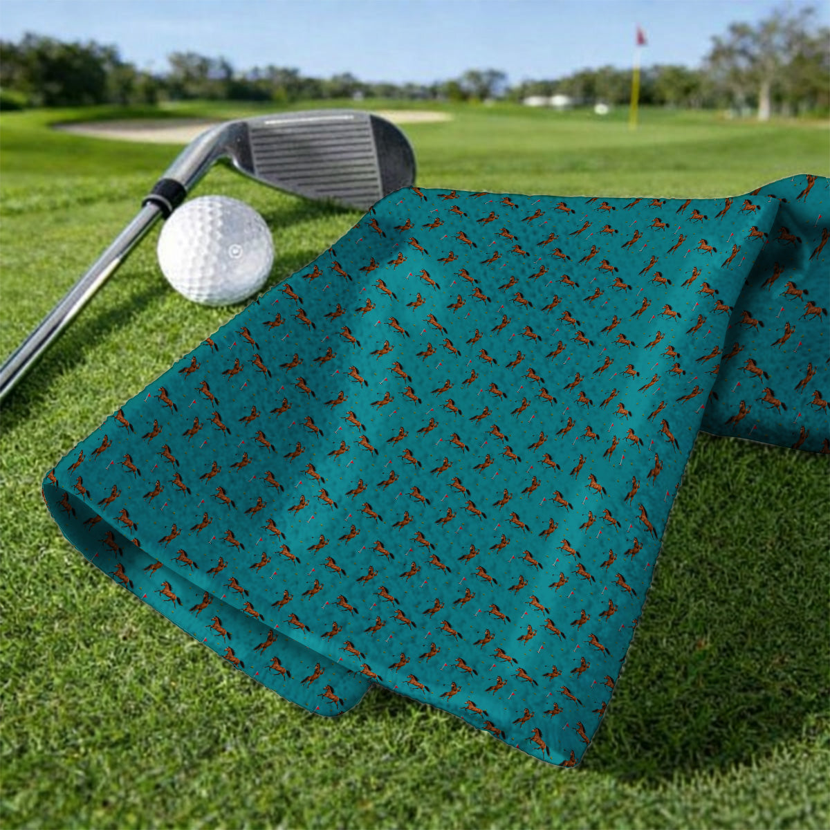 Crazy Horse Golf Pattern Towel, American Quarter Horse Golf Towel, Western Horse Gift for Golfers