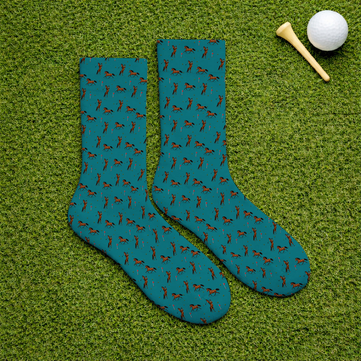 Crazy Horse Golf Pattern Sock, American Quarter Horse Golf Socks, Western Horse Gift for Golfers