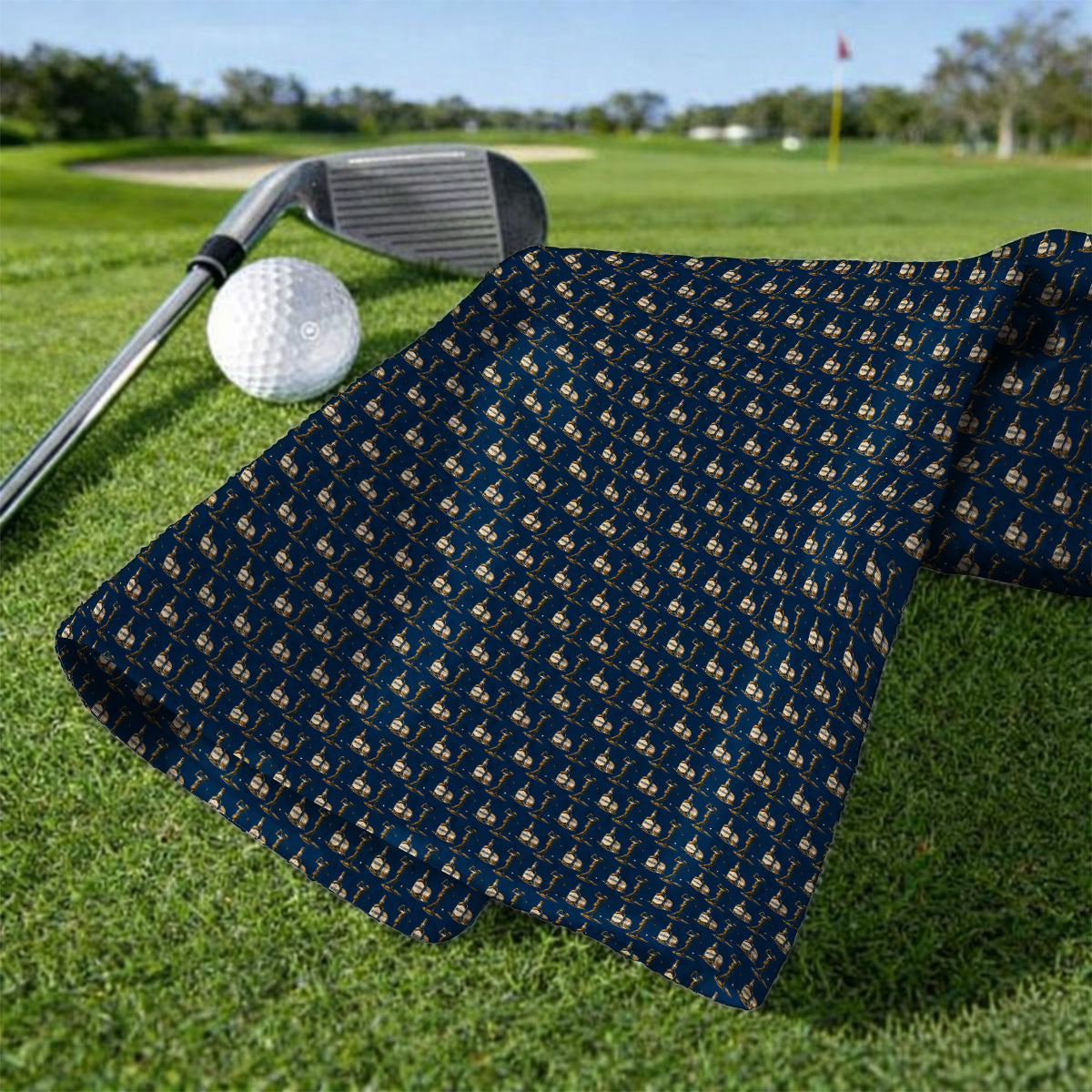 Bourbon Golf Towels, Whiskey Lover Golf Pattern Towel, Funny Golf Gift For Golfer