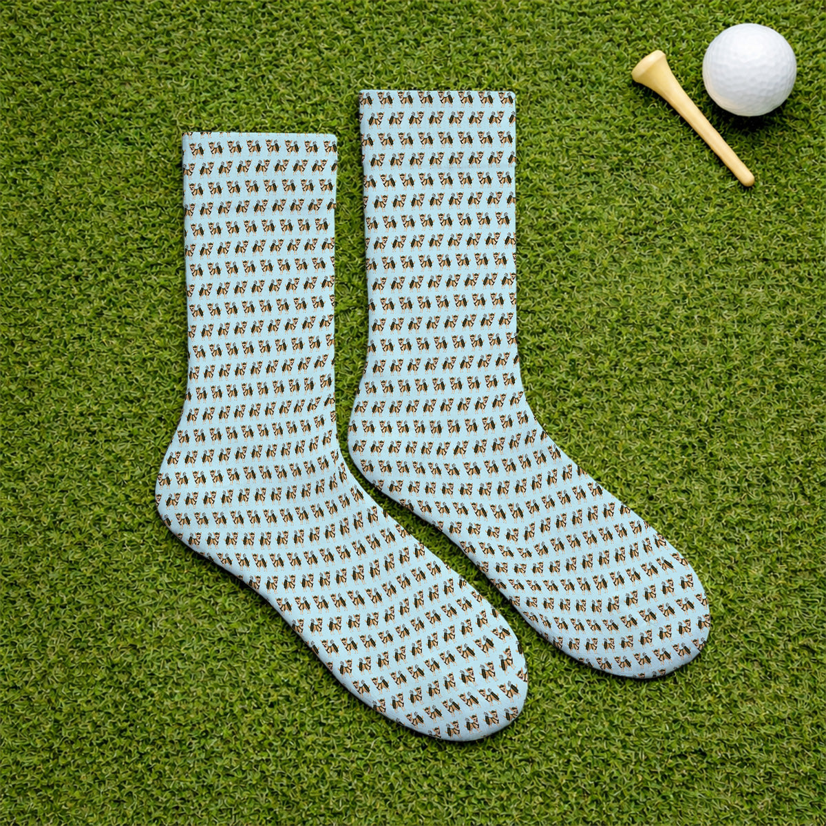 Crazy Chihuahua Golf Socks, Cute Chihuahua Golf Pattern Sock for Dog Lovers, Golf Gift For Golfer