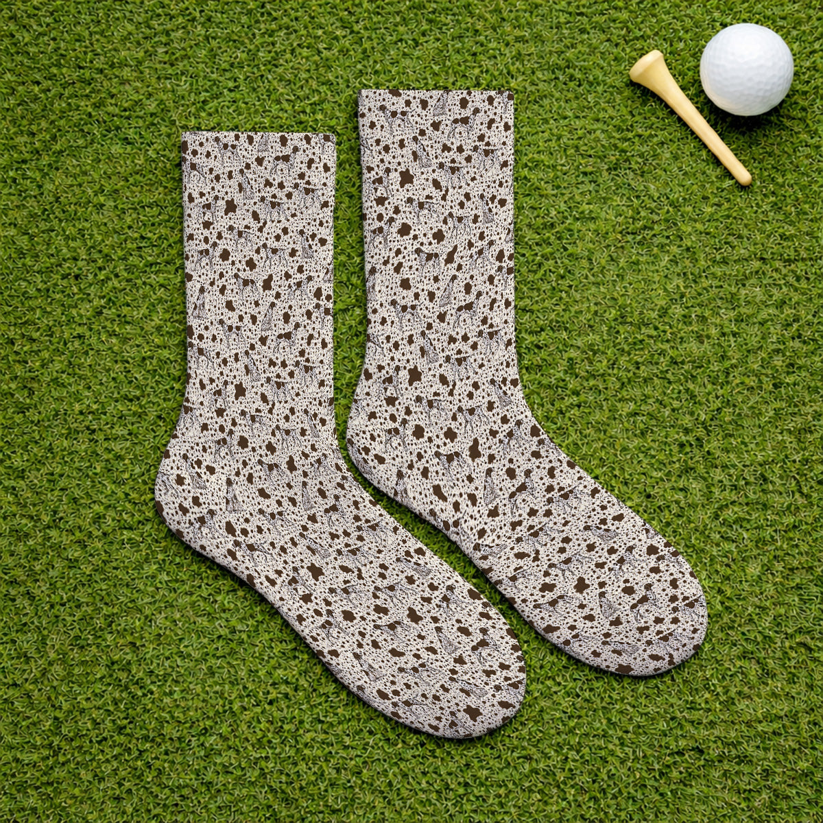 German Shorthaired Pointer Golf Socks, Pointer Pattern Golf Sock, Crazy Golf Gift For Golfer