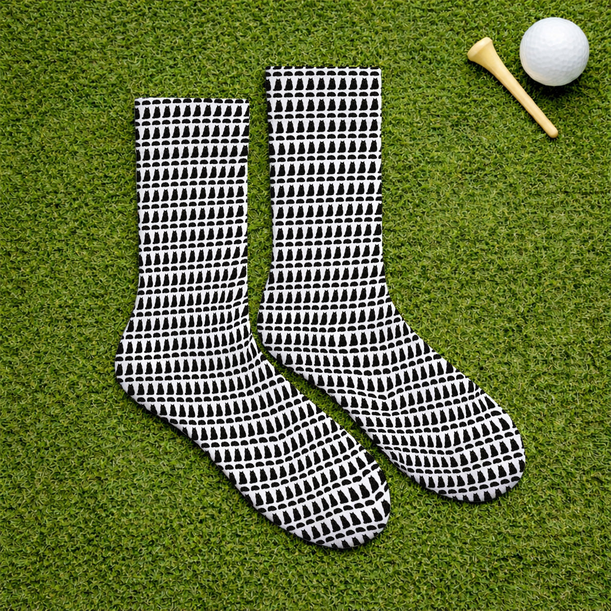 Black Persian Cat Golf Socks, Cute Black Persian Pattern Golf Sock, Golf Gift for Cat Lovers