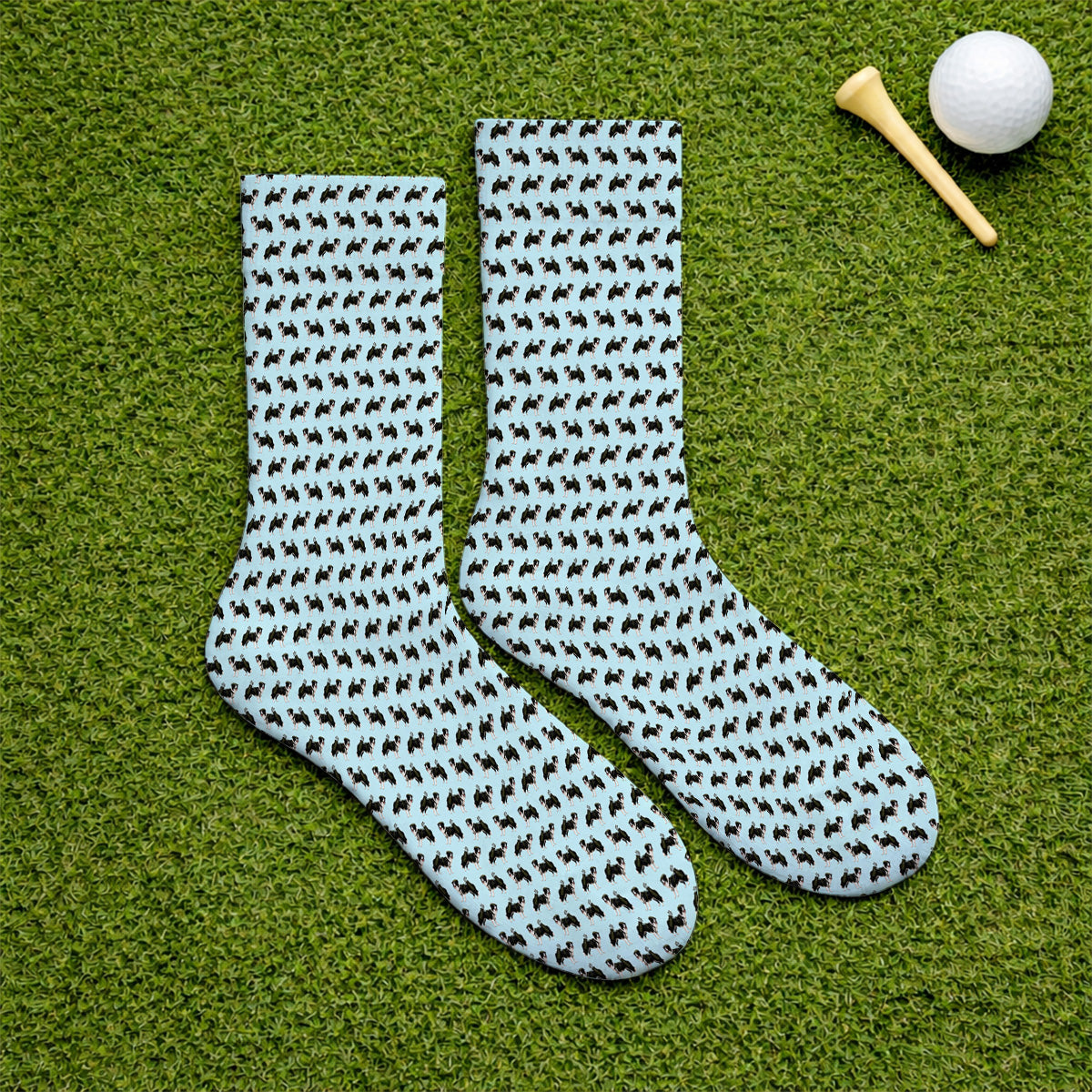 Funny Border Collie Golf Socks, Border Collie Pattern Golf Sock for Golfer, Dog Lovers Golf Gift