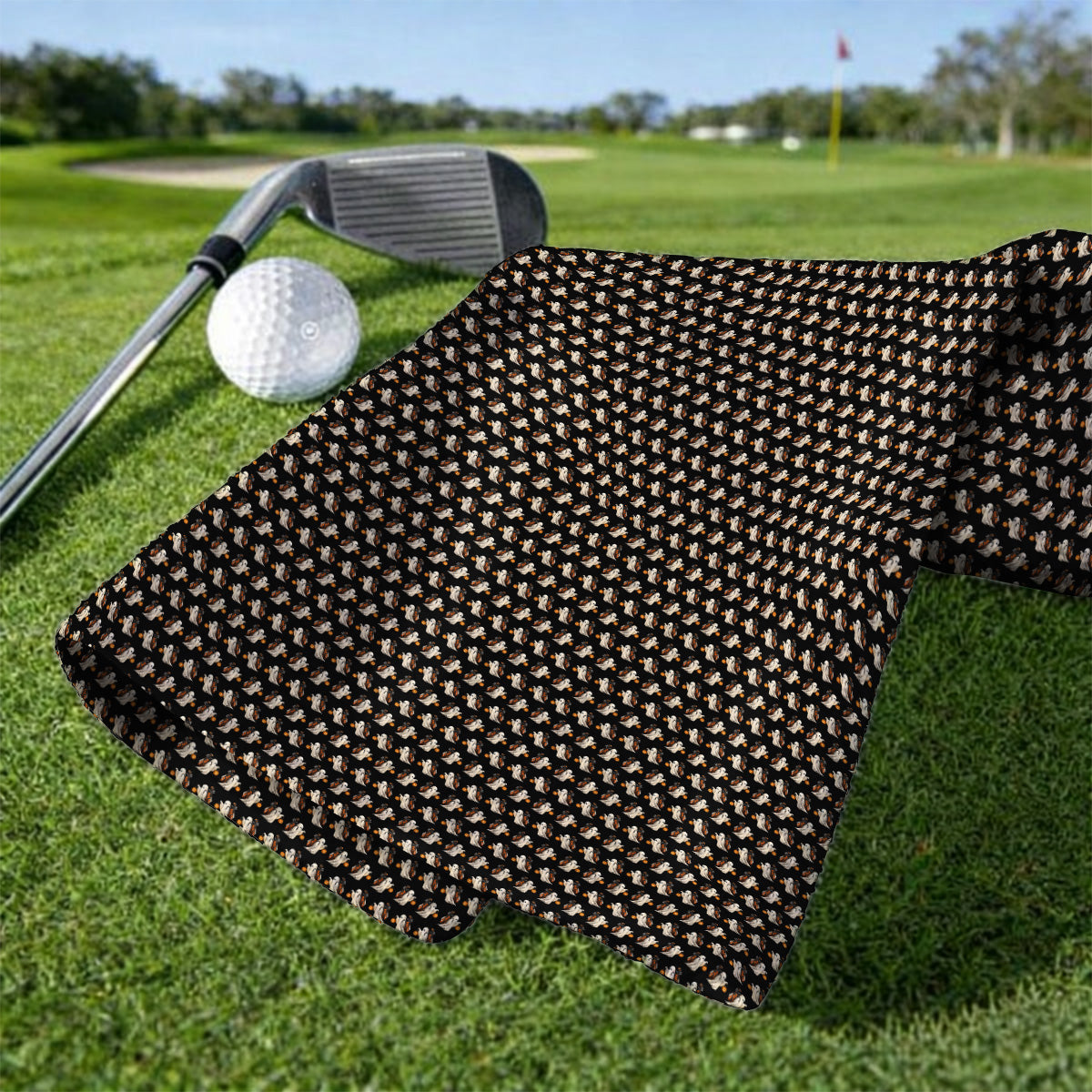 Halloween Golf Towels, Ghost Pattern Golf Towel, Spooky Golf Gift for Golf Lovers