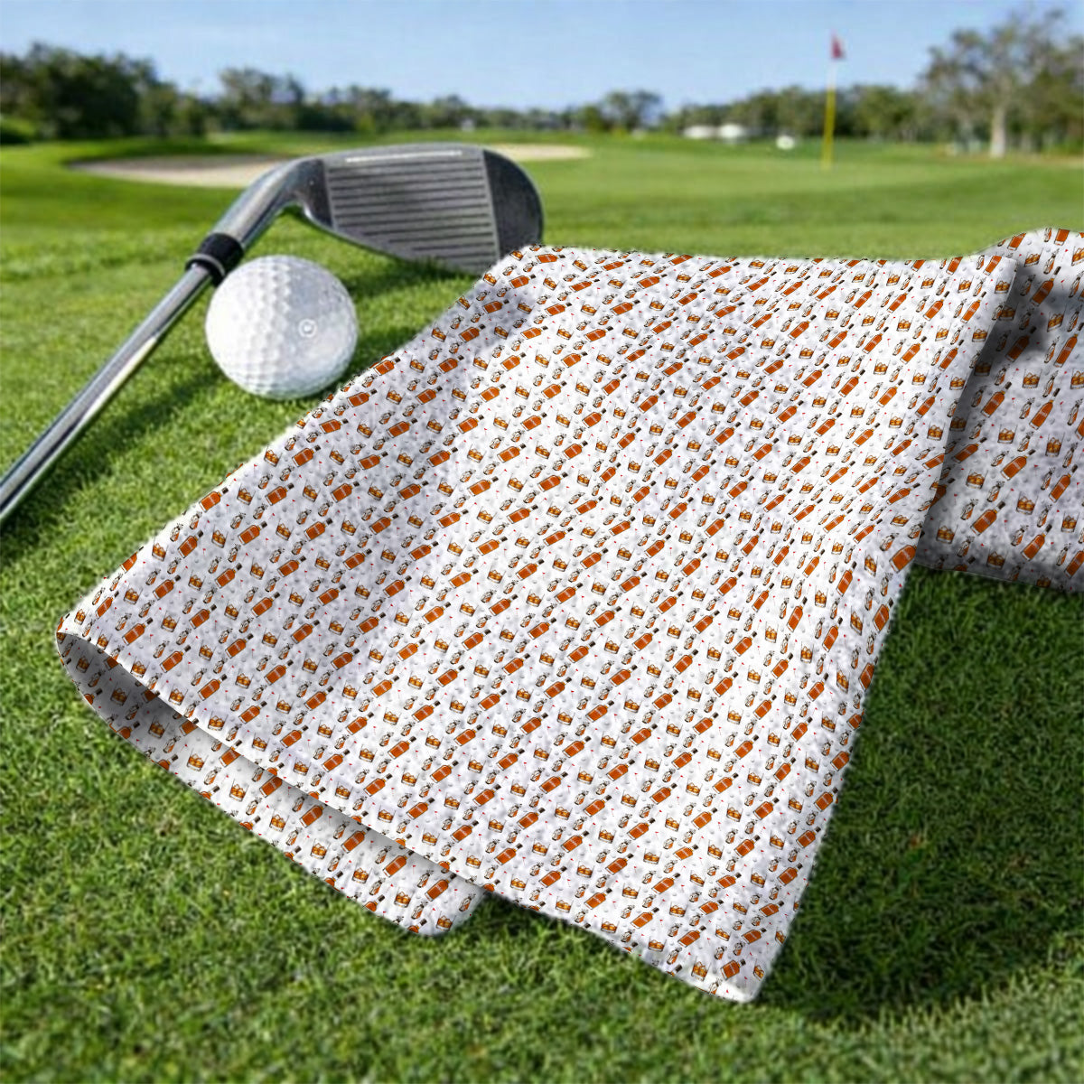 Bourbon Whiskey Golf Towels, Golf & Bourbon Pattern Towel, Unique Gift For Whiskey Loving Golfers