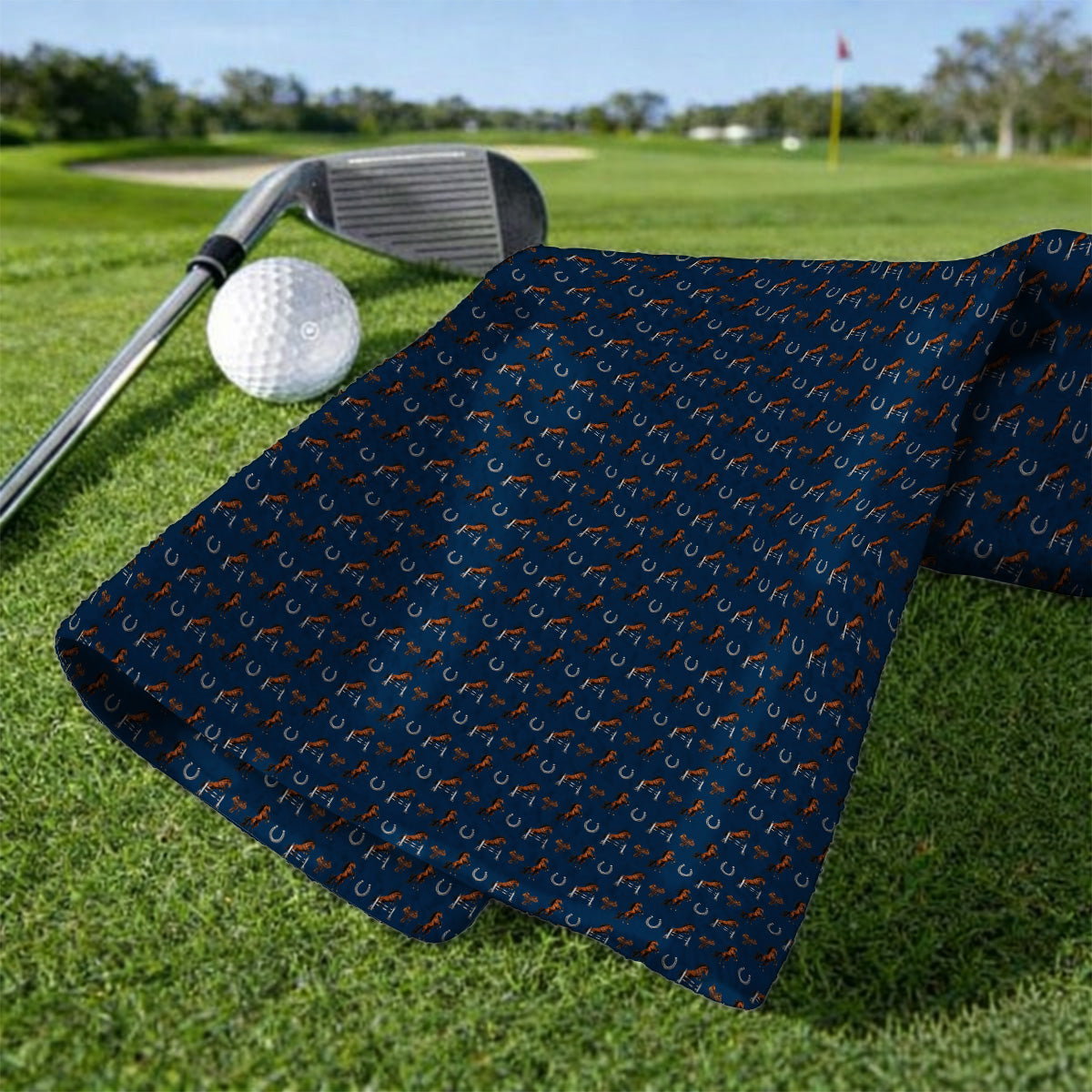 Funny Horse Golf Pattern Towel, American Quarter Horse Golf Towels, Western Horse Gift for Golfers