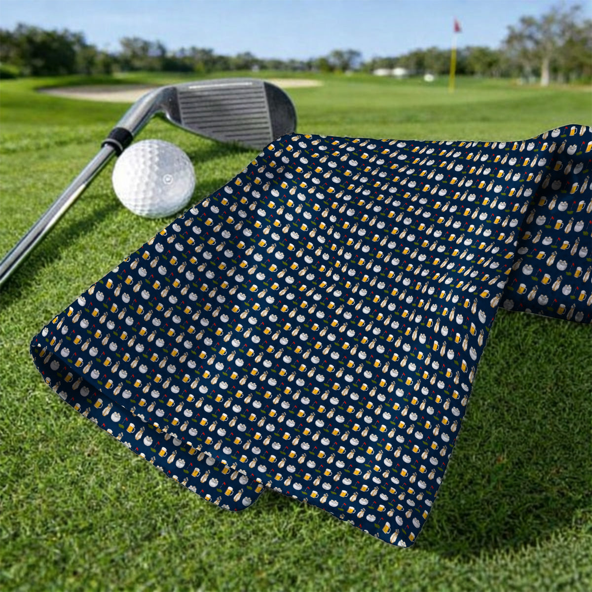 Crazy Beer Pattern Golf Towel, Beers Golf Towels, Golf Gift For Golfer
