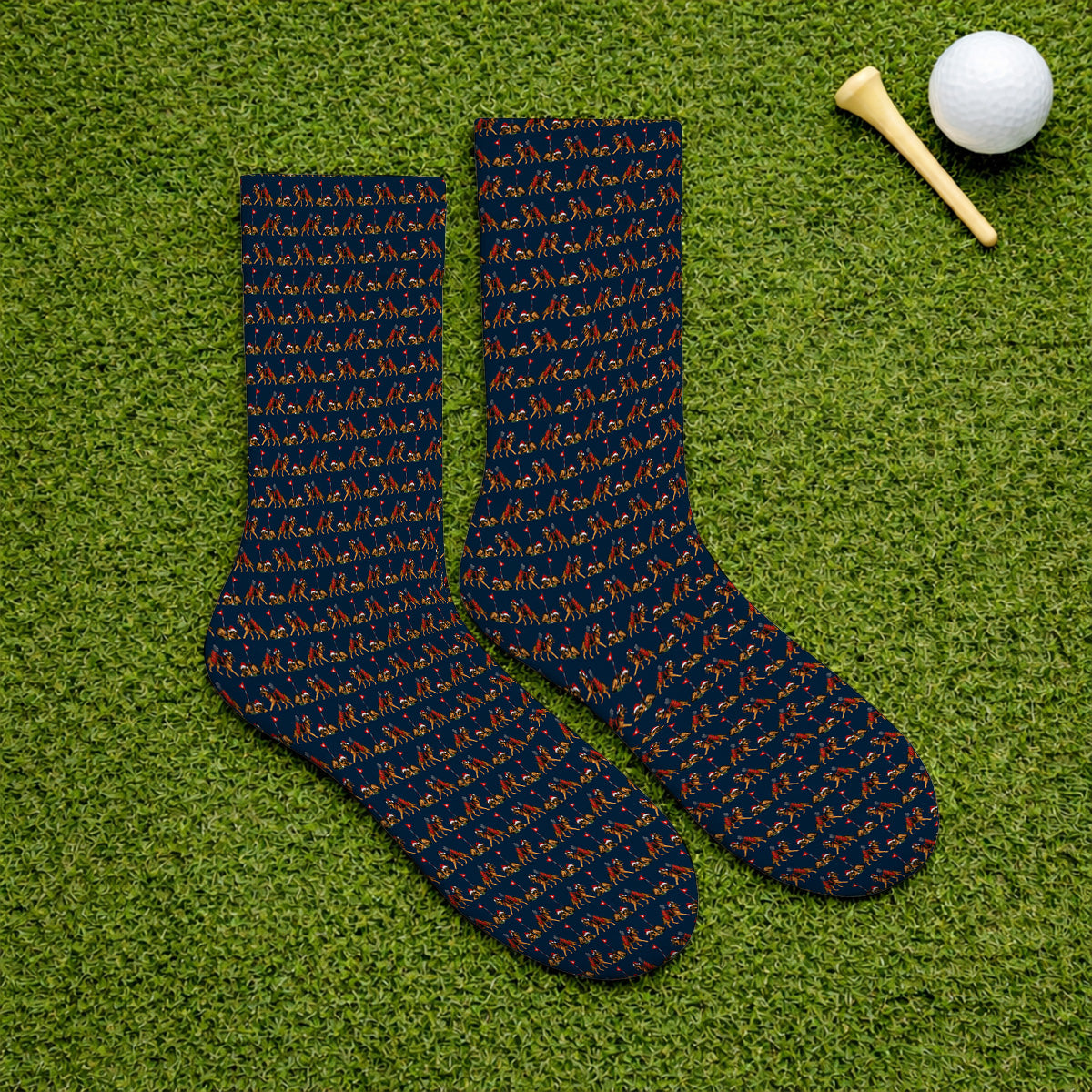 German Shepherd Christmas Golf Socks, German Shepherd Pattern Golf Sock, Holiday Golf Gift for Dog Lovers