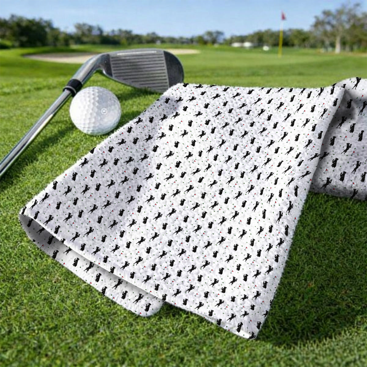 Cane Corso Middle Finger Golf Towel, Black Cane Corso Golf Pattern Towels for Dog Lovers, Funny Golf Gift for Golfers