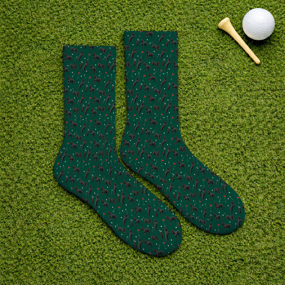 Crazy Cane Corso Pattern Golf Socks, Black Cane Corso Golf Sock for Dog Lovers, Golf Gift for Golfers