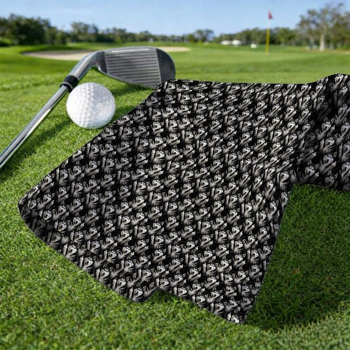 Crazy Husky Sibir Golf Towel, Husky Pattern Golf Towels For Dog Lover, Golf Gift For Golfer
