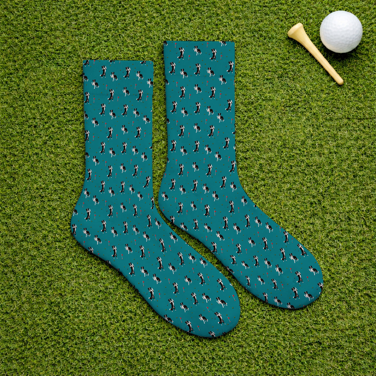 Border Collie Golf Socks, Border Collie Pattern Golf Sock For Golfer, Funny Golf Gift For Dog Lover