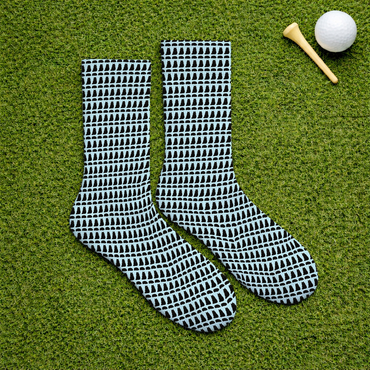 Black Persian Cat Golf Socks, Cute Black Persian Pattern Golf Sock, Golf Gift for Cat Lovers