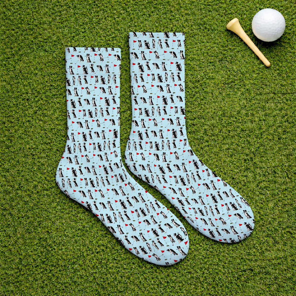 Border Collie Golf Socks, Border Collie Pattern Golf Sock for Golfer, Funny Golf GIft For Golfer