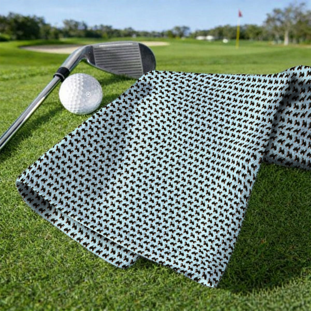 Funny Bernese Mountain Golf Pattern Towels, Bernese Golf Towels For Dog Lover, Golf Gift For Golfer