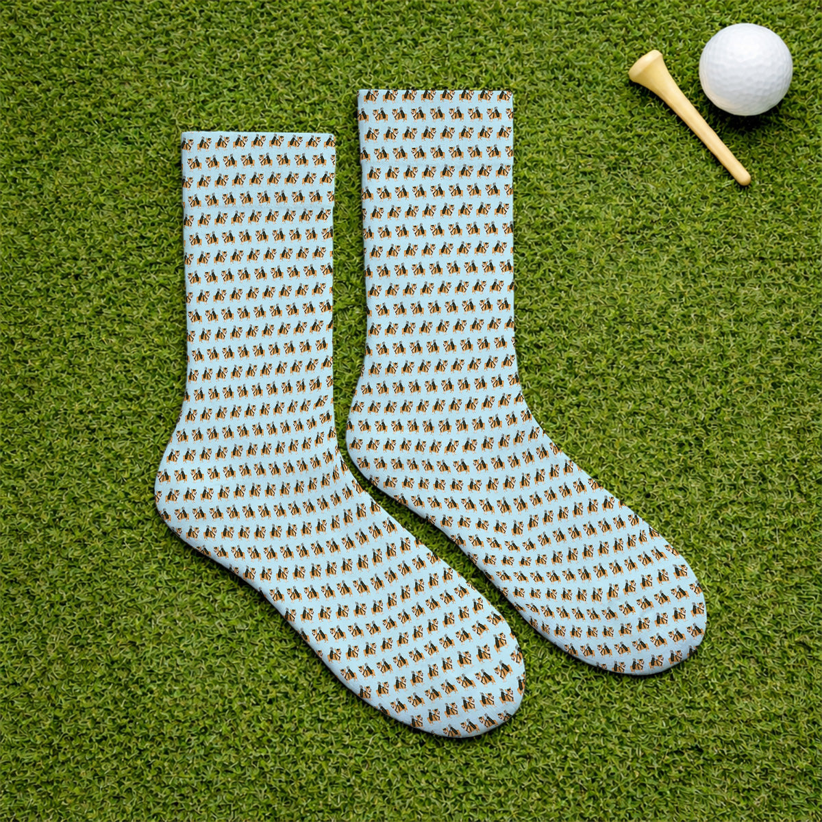 Funny Corgi Golf Socks For Golfer, Corgi Pattern Golf Sock, Dog Lover Golf Gift