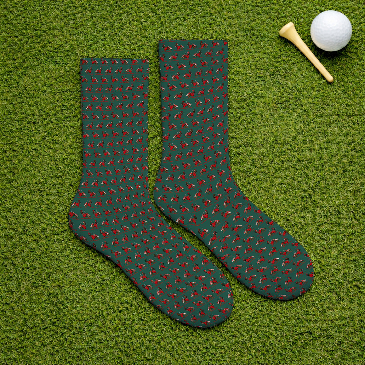 French Bulldog Holiday Golf Socks, Christmas Dog Pattern Golf Sock, Festive Golf Gift for Golfers