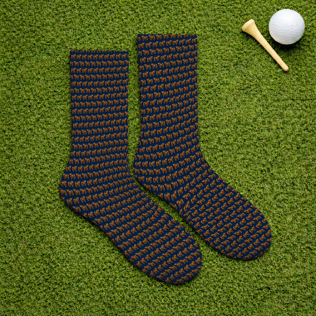 Crazy Highland Cow Caddie Socks, Highland Cow Golf Sock, Golfer Gift For Golfers