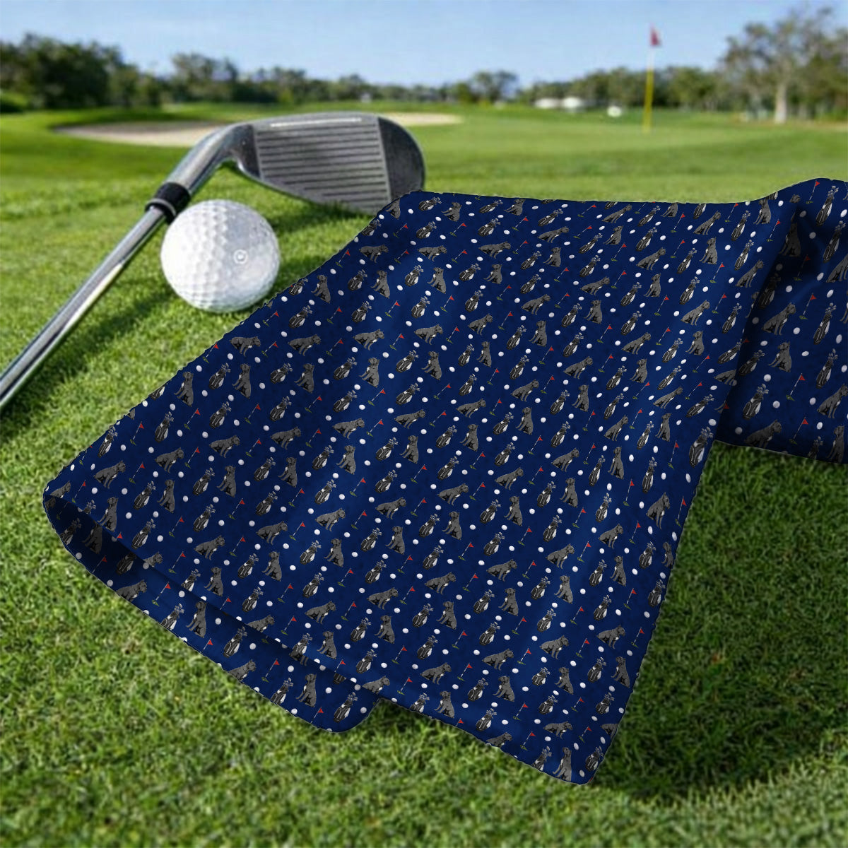 Funny Cane Corso Pattern Golf Towel, Black Cane Corso Golf Towels for Dog Lovers, Golf Gift for Golfers