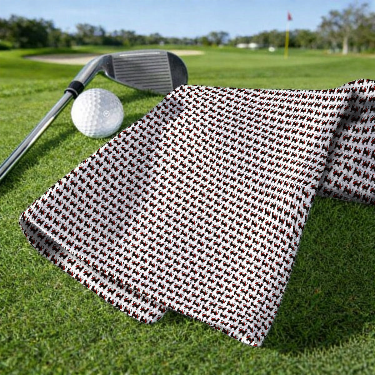 Black Cat Christmas Golf Towels, Crazy Cats Golf Towel For Xmas Holiday, Golf Gift For Cat Loving Golfer