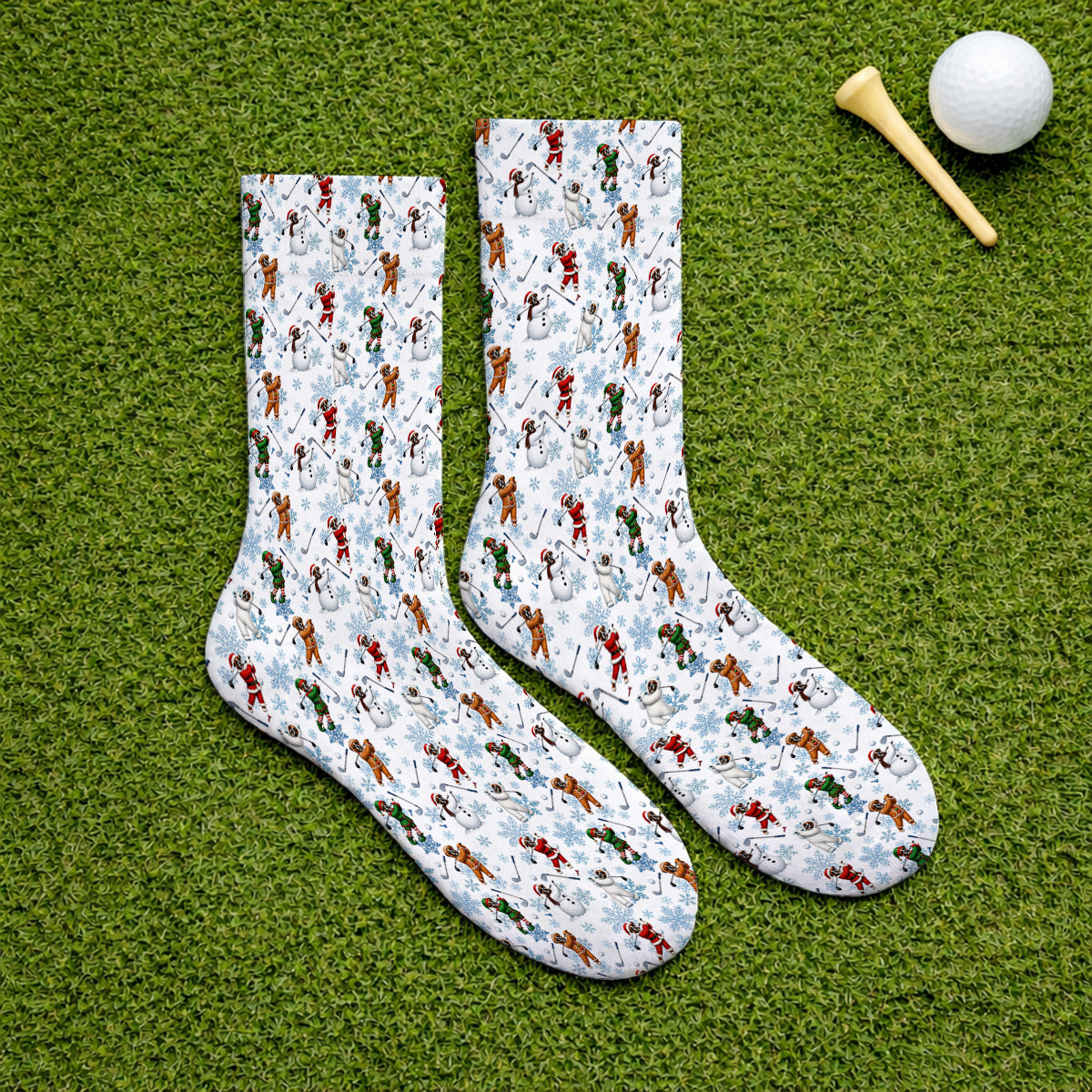 Boxer Christmas Pattern Golf Socks, Funny Holiday Boxer Golfer Sock, Christmas Golf Gift for Dog Lovers