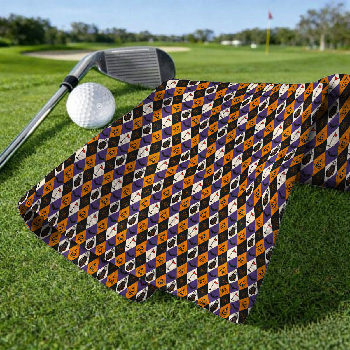 Halloween Pattern Golf Towels, Vintage Halloween Golf Towel For Golfer, Pumpkin Golf Gift for Golf Lovers
