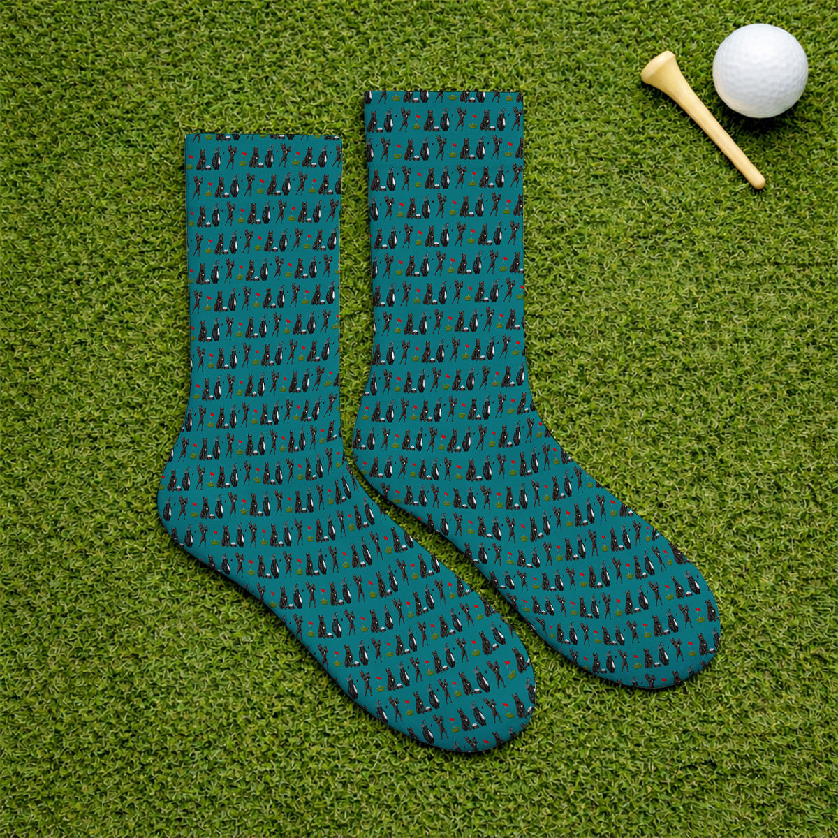 Cane Corso Golf Socks, Black Cane Corso Golf Pattern Sock for Dog Lovers, Funny Golf Gift for Golfers