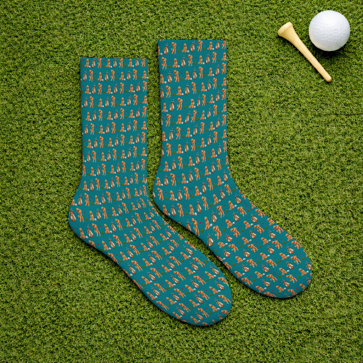 Goldendoodle Golf Socks, Dog Pattern Golf Sock, Funny Golf Gift For Golfers