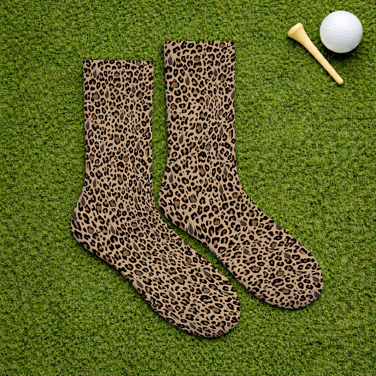 Crazy Leopard Golf Socks, Golf Gift For Sock, Leopard Pattern Golf Gift