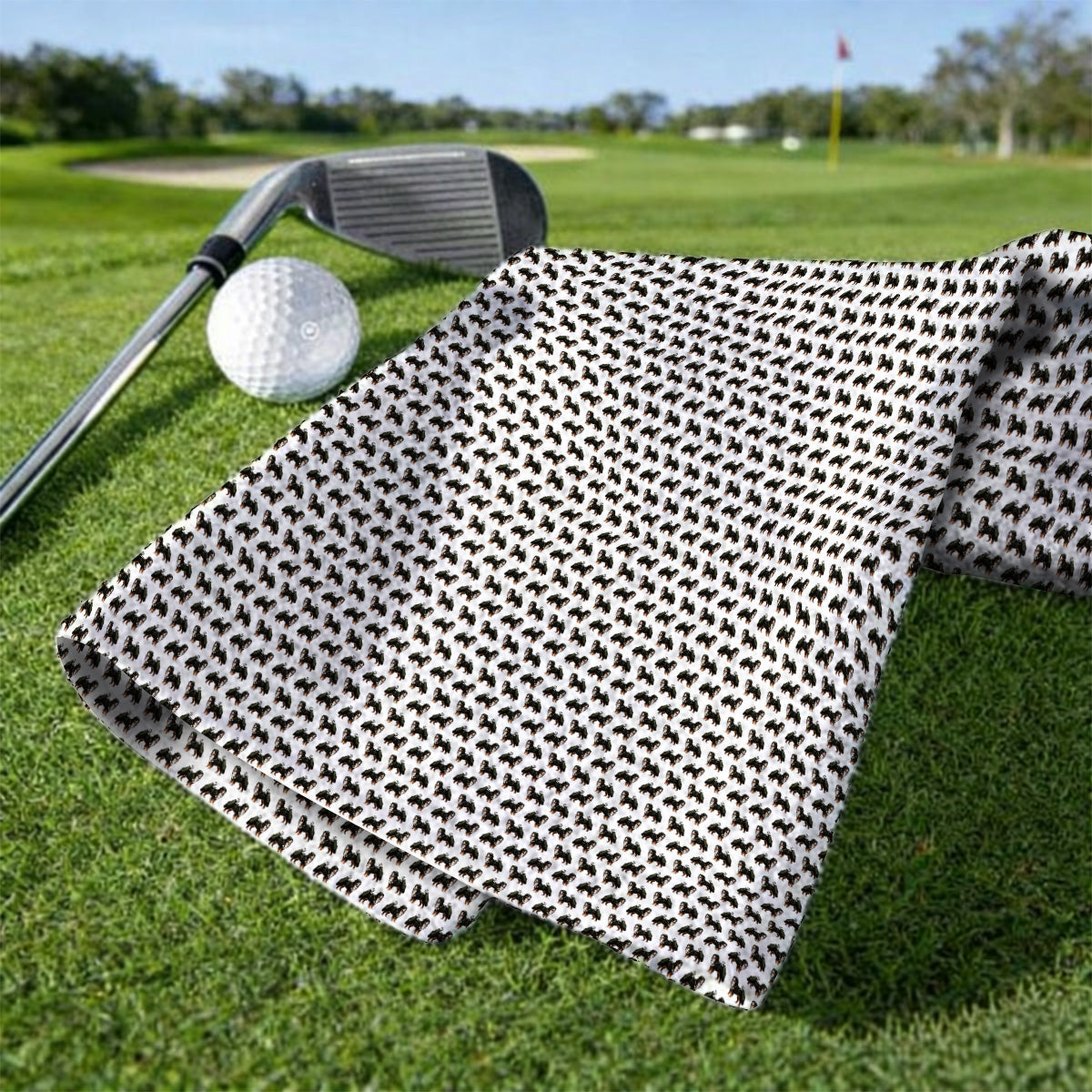 Funny Bernese Mountain Golf Pattern Towels, Bernese Golf Towels For Dog Lover, Golf Gift For Golfer