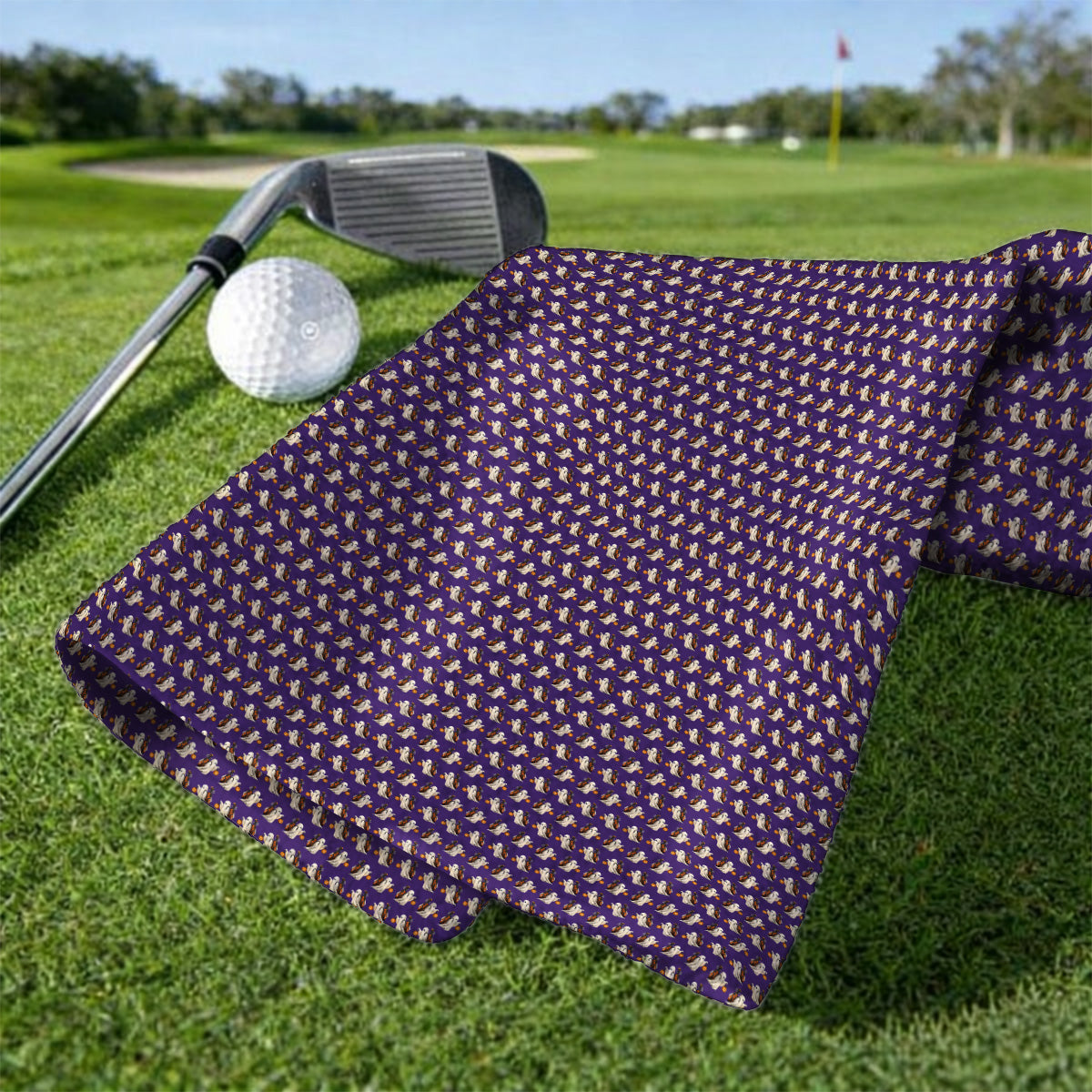 Halloween Golf Towels, Ghost Pattern Golf Towel, Spooky Golf Gift for Golf Lovers
