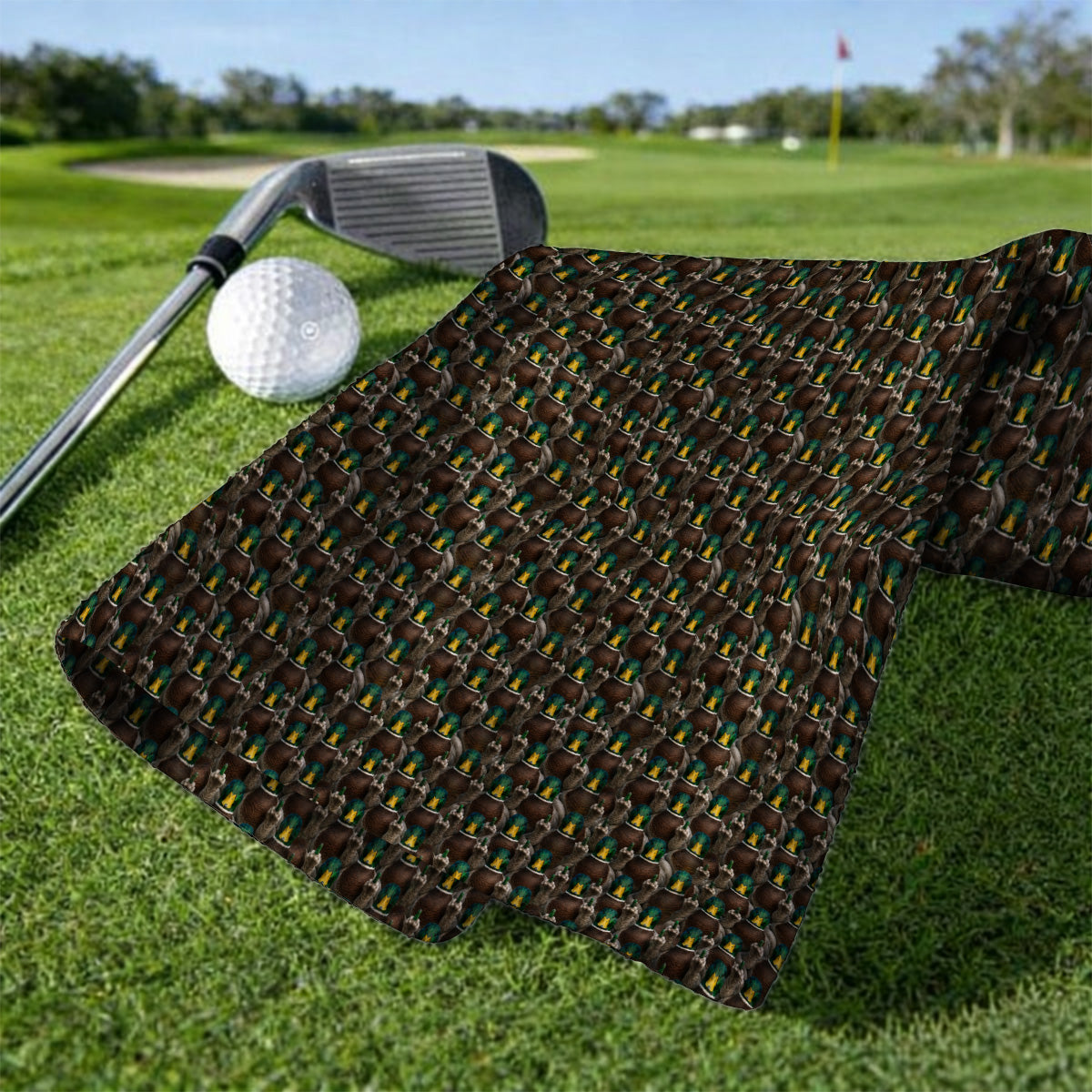 Funny Mallard Duck Pattern Towels, Rebel Duck Hunting Golf Towel, Golf Gift For Golfer