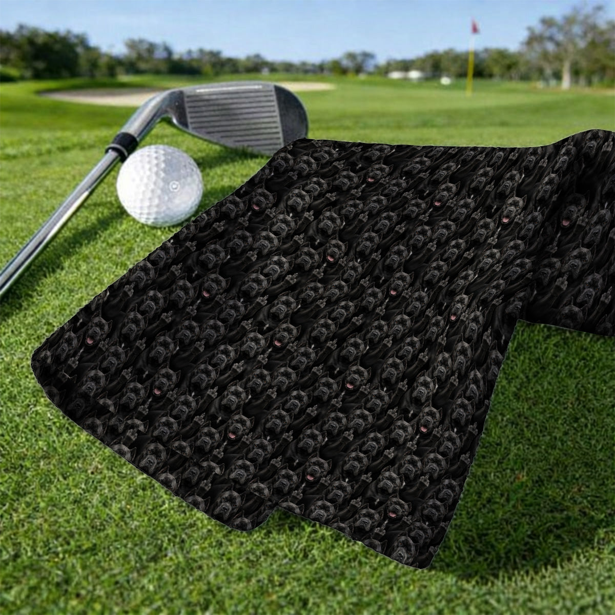 Funny Cane Corso Pattern Golf Towel, Black Cane Corso Golf Towels for Golfer, Golf Gift for Dog Lovers