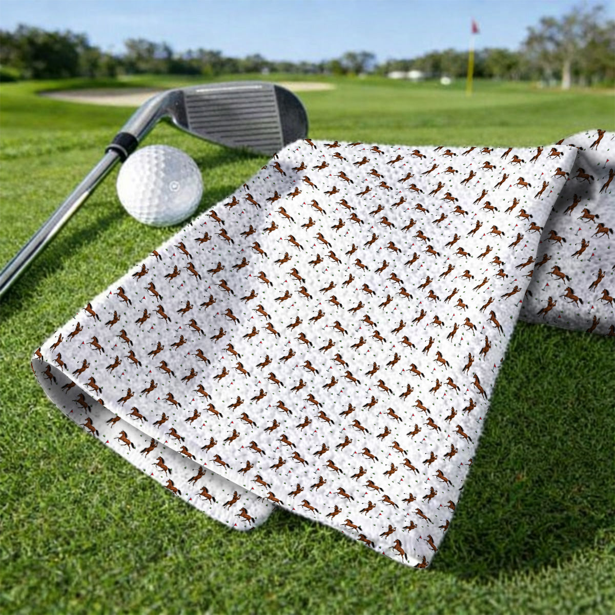 Crazy Horse Golf Pattern Towel, American Quarter Horse Golf Towel, Western Horse Gift for Golfers