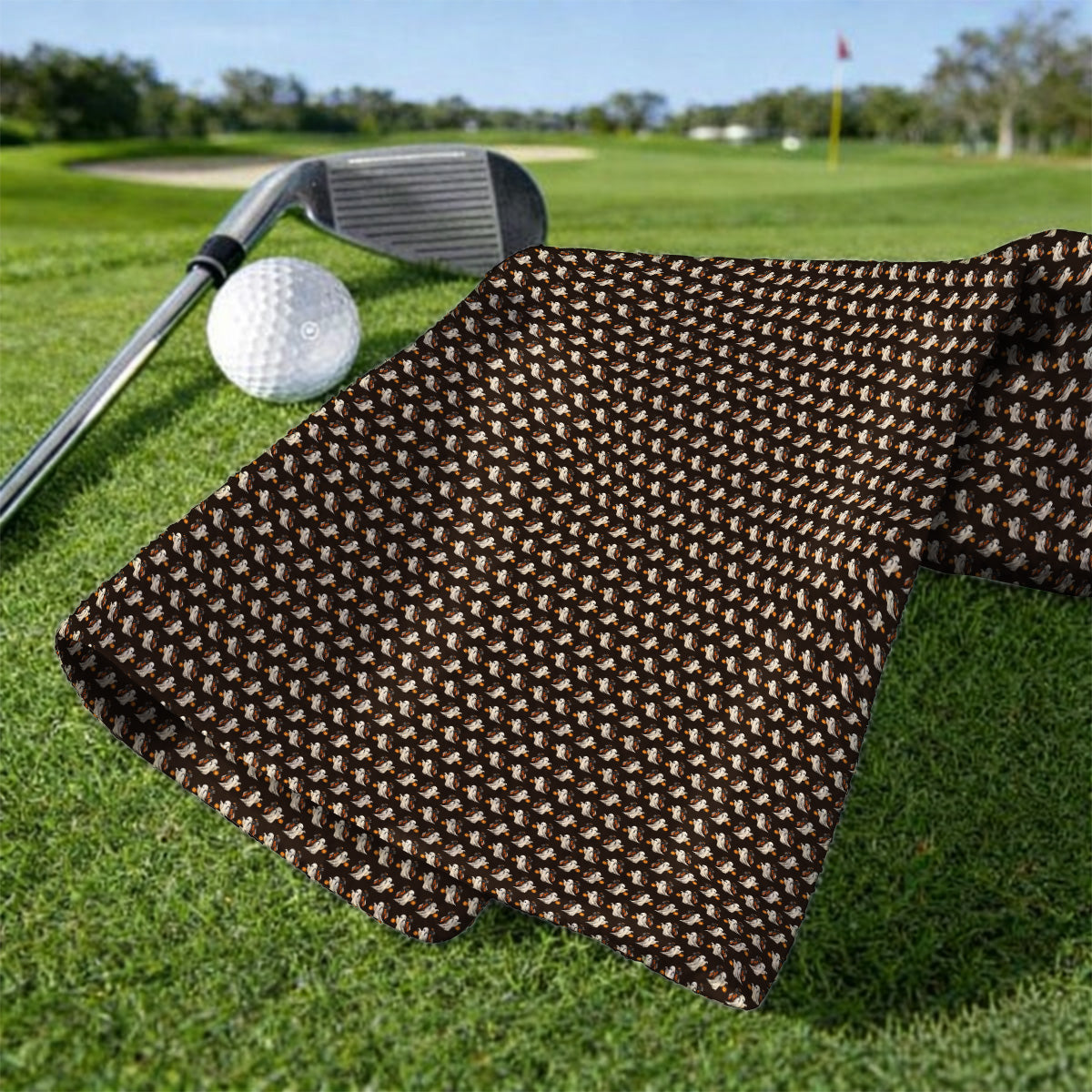 Halloween Golf Towels, Ghost Pattern Golf Towel, Spooky Golf Gift for Golf Lovers