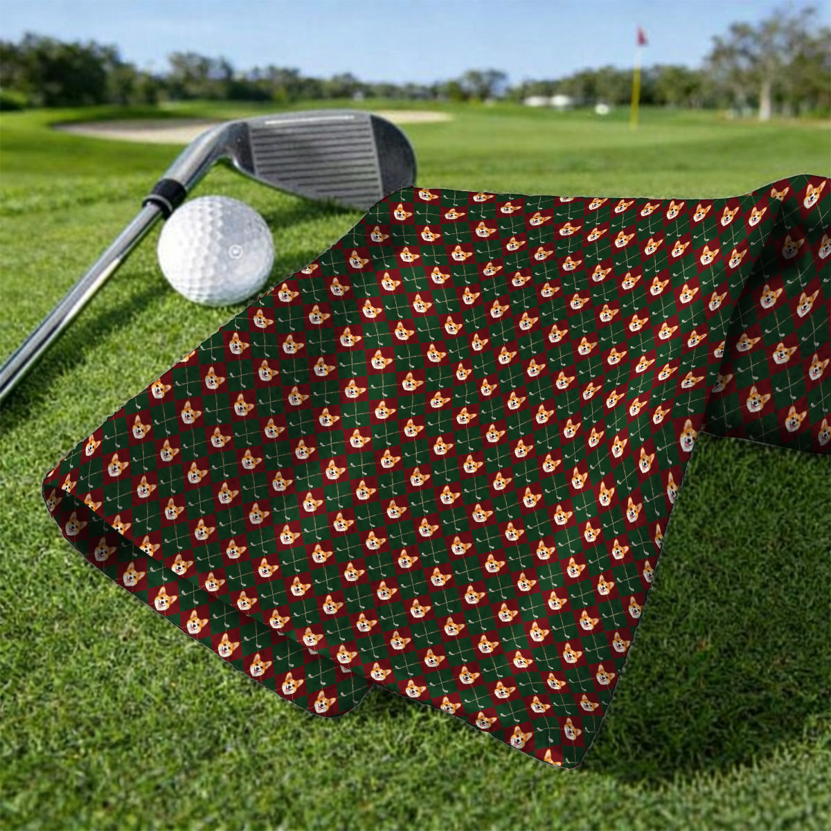 Corgi Christmas Golf Towels, Crazy Corgi Pattern Golf Towel, Xmas Golf Gift For Golfers