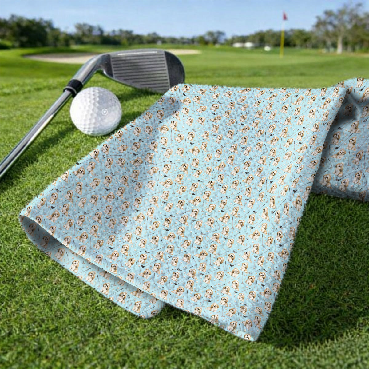 Shih Tzu Golf Towel, Cute Shih Tzu Pattern Golf Towels, Crazy Golf Gift For Golfer